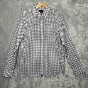 UNTUCKit Shirt Mens XL Gray White Gingham Check Long Sleeve Button Front Casual